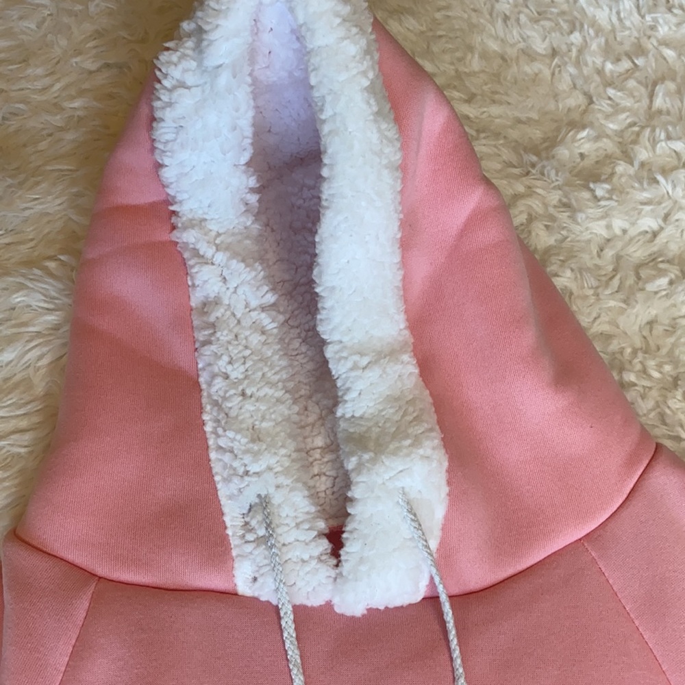 Pink and White Pocketed Hooded Cape - Picture 6 of 6